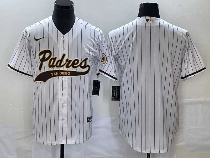 Men%27s San Diego Padres Blank White Cool Base With Patch Stitched Baseball Jersey